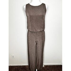 Chicos Travelers Womens Brown Sleeveless Wide Leg Slinky Jumpsuit Size 0/ 4-6/ S